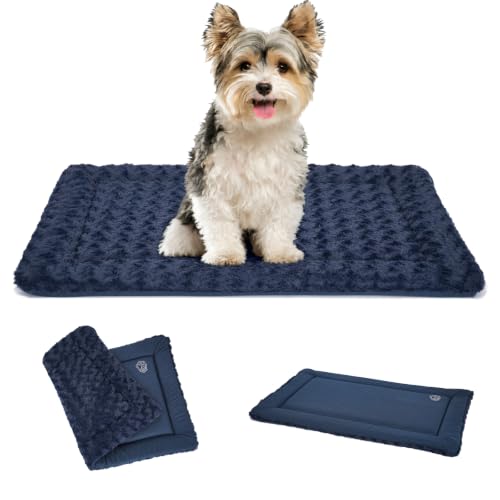 EMPSIGN Dog Crate Pad - Reversible Kennel Mat (Cool & Warm), Machine Washable, Cozy Star Pattern Sleeping Pad for Small Medium Large Dogs, All-Season Pet Bed, Suitable for 24"x18" Dog Crate, Navy - color: Navy, size: S (24"x16.1"x1.1"）