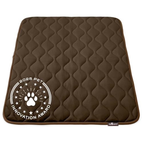 Paw Inspired Washable Padded Crate Mats for Dogs | 41” x 28” Pad, Fits 42-inch Kennels | Leakproof, Waterproof Bottom, Plush Pet Beds (Dark Brown) - color: Dark Brown, size: 42 Inch