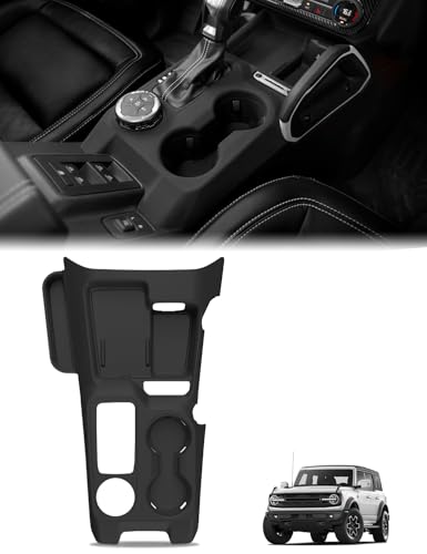 3-in-1 Silicone Center Console Liner Tray for Ford Bronco 2025 2026 Automatic Transmission 2/4 Door| Non-Slip Cup Holder Mat & Center Console Protector Liner Pad& Side Storage Pocket (Black) - color: Black, size: 3-in-1 Center Console Liner /2025+