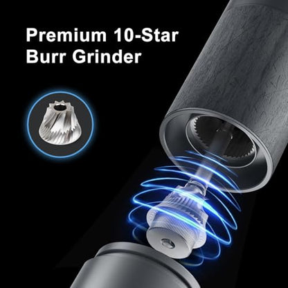 CERA+ CGE01 Portable Coffee Bean Grinder,Electric Coffee Grinder with 90 Precise Grind Setting,Auto‑Stop & One-Button,Burr Coffee Bean for Espresso,Pour-Over, French Press Moka, with Bag - color: Space Gray