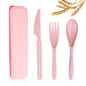 YDYTOP Reusable Travel Utensils Set with Case, Pink Wheat Straw Portable Knife Fork Spoons Tableware, Eco-Friendly BPA Free Cutlery for Kids and Adults as Travel Picnic Camping Utensils - color: 1 Sets - Pink
