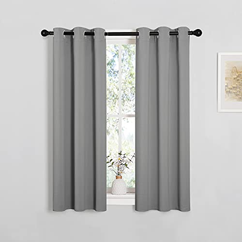 NICETOWN Silver Grey Blackout Curtain Panels for Bedroom, 2 Panels, W29 x L40 inches, Thermal Insulated Grommet Top Blackout Draperies and Drapes for Kitchen Small Window - color: Silver Grey, size: 29"W x 40"L (Pack of 2)
