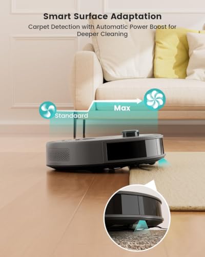 Lefant LiDAR Robot Vacuum and Mop, Smart Mapping and Obstacle Avoidance, Tangle-Free Pet Hair, 2.4G/5G WiFi App Control, Slim Design for Wider Coverage, Carpet Detection, M330 Pro, Grey - color: Gray