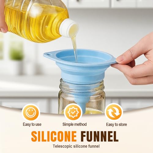 Kitchen Funnel Set 3 Pack, Collapsible Silicone Funnels for Filling Water Bottles & Small Bottles | Food-Grade, Easy Clean & Space-Saving (Gray) - color: gray