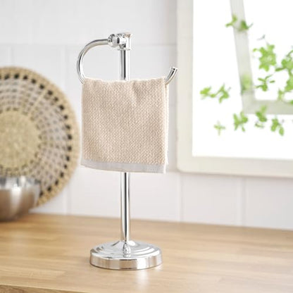BESy 17 Inch Polished Chrome Stand Towel Bar Hanger Hand Towel Bar Bathroom Vanity Countertop Towel Holder Free Standing Stainless Steel Towel Ring Hardware Accessories Towel Rack - color: Polished Chrome