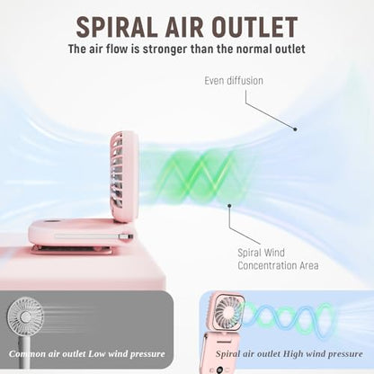 Mini Portable Handheld Clip On Rechargeable Personal Hand Fan with LED Display, Pocket Battery Operated 100 Speed Adjustable Small Fan for Travel/Outdoor/Concerts/Lash/Makeup/Gift(dark blue) - color: dark blue