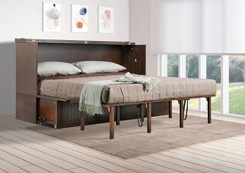 Mega Solutions Murphybedz Tuscany Murphy Cabinet Chest Bed with Charging Station 6 Inch (Tobacco, King) - color: Tobacco, size: King (U.S. Standard)