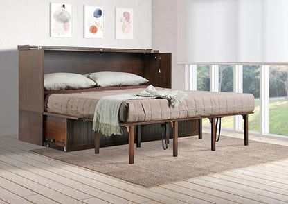 Mega Solutions Murphybedz Tuscany Murphy Cabinet Chest Bed with Charging Station 6 Inch (Tobacco, King) - color: Tobacco, size: King (U.S. Standard)