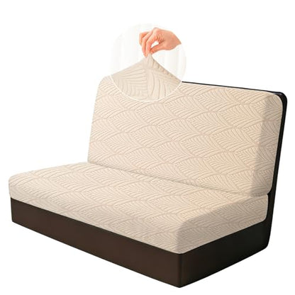 RV Dinette Cushion Covers, 2PCS Leaf RV Couch Cover, Camper Cushion Covers, Camper-rv Sofa Cover for Couch, Bench Seat & Dinette Booth Cushions(Beige White,[39.4" to 49.2"]×[19.7" to 25.6"]) - color: Leaf/Beige White/2pcs