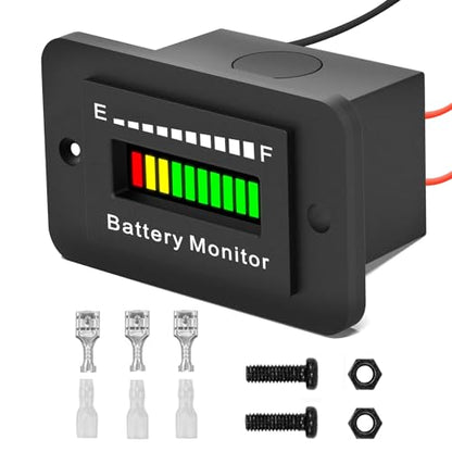 Battery Monitor 12V 24V 36V 48V 60V 72V Golf Cart Battery Meter LED Display Fuel Gauge Indicator Waterproof Tester for Club Car Stacking Machine Motorcycle