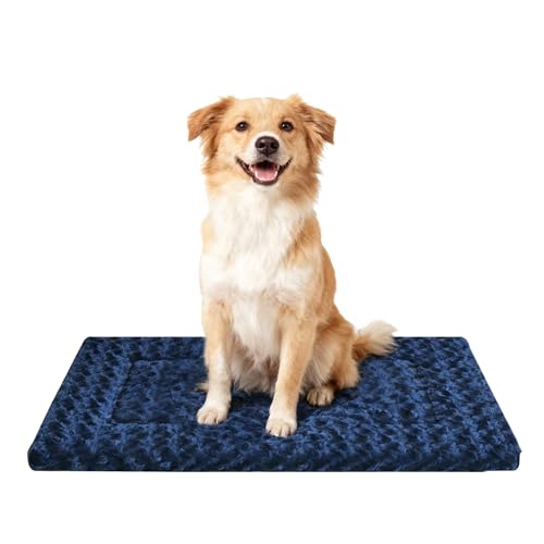 Dog Bed Mat - Comfortable Kennel Pad, Multi-Purpose Crate Bed for Dogs & Cats, Soft Support - color: Navy Blue, size: 30.0"L x 20.0"W x 1.5"Th