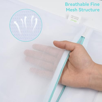 OTraki Mesh Laundry Bag for Delicates 12x16 inch Small Laundry Wash Bags for Washing Machine with Reinforced Zipper for Delicates Bra Socks Underwear, Don't Drying, Melting 140-176℉ White | Laundry Wash Bags for Washing Machine with Reinforced Zipper for