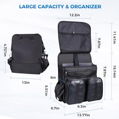 Tsumbay 2-in-1 Car Seat Organizer for Front Seat, Hanging Car Organizer with Laptop Compartment, Tablet Holder & Adjustable Shoulder Strap, Heavy-Duty Oxford Leather Office Organizer for SUV,Truck,Van