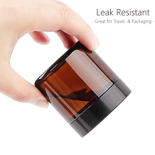 TUZAZO 4oz Amber Glass Jars with Lids, 2 Pack Round Small Glass Jars with Inner Liners & Stickers Reusable Empty Cosmetic Containers for Lotions, Body Butters, Creams, Powders, Candles - color: 4 oz Amber