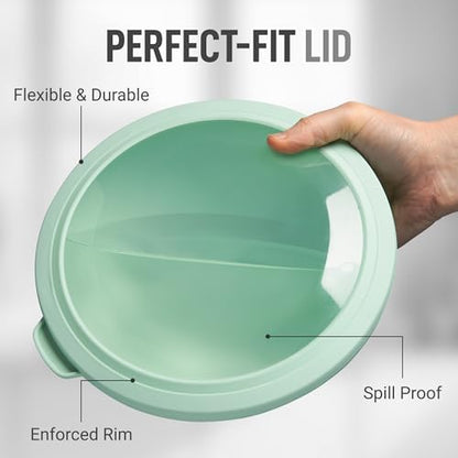 Zulay Kitchen 12 Piece Plastic Nesting Mixing Bowl Set - Colorful Bowls with Lids - Microwave and Freezer Safe (Mint Ombre) - color: Mint