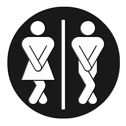 Jetec Restroom Signs Wooden Half Bathroom Sign Funny Cute Unisex Restroom Sign for Rustic Farmhouse Office Business Bathroom and Toilet Door Wall Decor, 7.9 x 7.9 Inch(Black) - color: Black