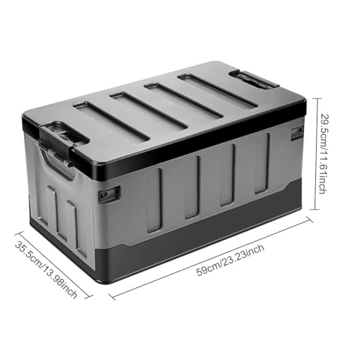 60L Collapsible Camping Storage Box with Lid and Handles, Large Capacity Portable Folding Storage Container, Heavy Duty Car Trunk Organizer for Outdoor Home Travel