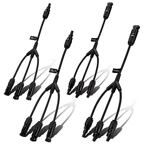 BougeRV Solar Y Branch Connectors Solar Panel Parallel Connectors 1 to 3 Solar Cable Wire Plug Tool Kit (2 Pairs M/FFF and F/MMM) - size: 2 Pairs/M/FFF and F/MMM