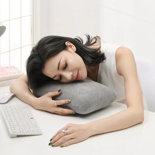 Travel Pillow Small Camping Pillow Memory Foam Bed Neck Soft Home Pillow Lightweight Easy to Carry Removable Pillow Cover for Travel,Sleeping,Nap and Neck,Knee,Leg,Lumbar Support Pillow (Light Gray) - color: Light Gray