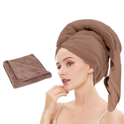 Microfiber Hair Towel Quick Dry Hair Towel Hair Drying Towels Suitable for All Kinds of Hair Ultra Absorbent Long and Thick Hair 24X48inch Dark Brown (1pcs) - color: Dark Brown, size: 48.00'' x 24.00''