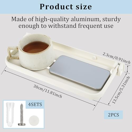 2Pcs RV Aluminum Foldable Shelf, Wall Mounted RV Floating Shelf, Space Saving Compact Fold Down Shelf Shelf, Versatile RV Floating Shelf for Camper Car,Caravans Bathroom, Laundry Room,Easy Install