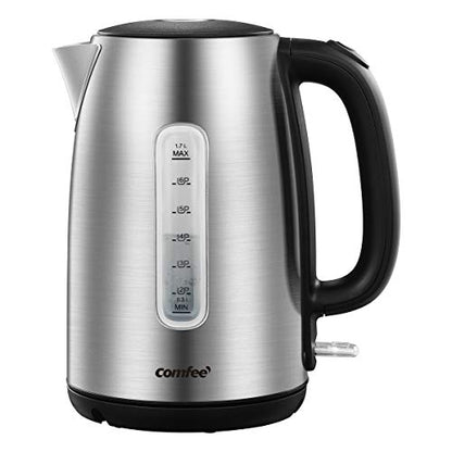 COMFEE' Stainless Steel Electric Kettle, 1.7 Liter Tea Kettle Electric & Hot Water Kettle, 1500W Fast Boil with LED Light, Auto Shut-Off and Boil-Dry Protection (Pack of 6) - color: Stainless Steel, size: 1.8 Quarts (Pack of 6)