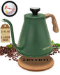 Gooseneck Kettle Stovetop with Thermometer for Durable 3-Layer Base，Pour Over Kettle Stainless Steel Tea Kettle Compatible with all Stove Tops (Green, 37 fl oz) - color: Green