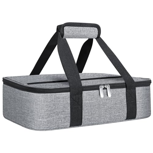 esouler Insulated Casserole Carrier - Casserole Carriers for Hot or Cold Food - Lasagna Lugger Dish Carrier, Thermal Lunch Bag for Potluck Parties, Picnic, Travel, Fits 9" x 13" Baking Dish, Grey - color: Grey, size: 16x10x4 in