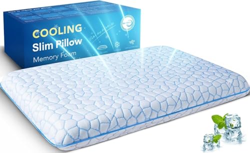Ultra Thin Flat Pillows for Sleeping,Cooling Slim Memory Foam Pillow 3.25 in Ultra Thin Pillow,Low Profile Sleeper Pillows for Stomach Back Sleeper for Neck and Back Support Stomach sleeping pillow - size: Ultra Slim (3.25-Inch Height)