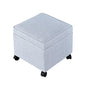 17" Square Storage Ottoman with Wheels, Upholstered Linen Movable Cube Footrest & Extra Seat with Flip Top for Living Room, Bedroom, Blue Grey - color: Blue Grey With Wheels
