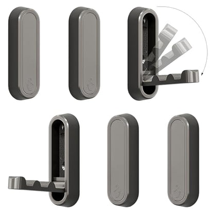 6PCS Foldable Wall Hooks, Zinc Alloy Flip Down Hooks, Retractable Wall Hooks for Bathroom, Entryway, Hanging Coats Hats Bags Keys (Gray) - color: Gray, size: 6 Hooks