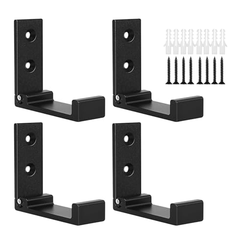 4 Pack Foldable Aluminum Wall Hooks for Heavy Duty - Space Saving Multi-Purpose Hanger for Clothes, Hats, Coats, Headphones, wall Hooks for Hanging, Organizer with Screw Mounting.