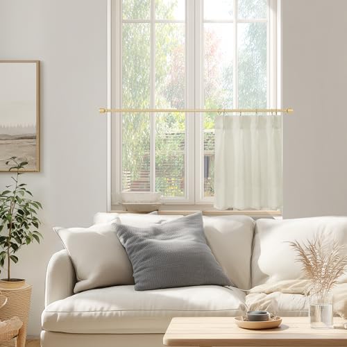 Cafe Curtains 18 Inch Length,with Rings 80% Blackout Boho Farmhouse Style Small Half Curtains for Kitchen Bathroom Living Room - color: Cream, size: 24"W x 18"L (Pack of 1)