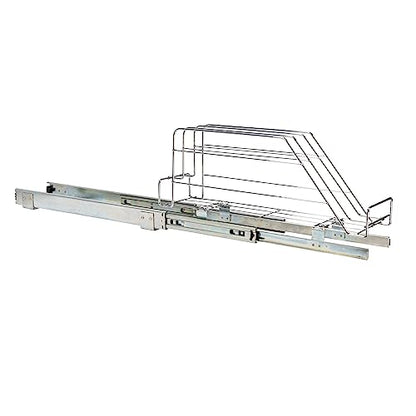 Household Essentials Glidez Multipurpose Chrome-Plated Steel Pull-Out/Slide-Out Storage Organizer for Cookware and Bakeware - Fits Standard Size Cabinet or Shelf, Chrome - size: 5" - Extended, style: Single Tier