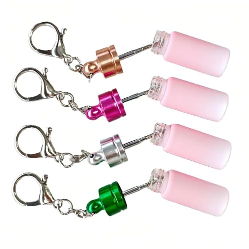 4-Pack Pink Gradient Mini Glass Spice Jars, Leak-proof Keychain Design, Travel-Friendly Portable Storage Containers