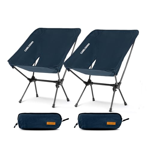 CAMEL CROWN Portable Camping Chair Folding Compact Lawn Lightweight Backpacking Chair with Carry Bag for Outdoor Hiking Beach Travel Picnic Festival Navy Blue 2pc - color: Navy Blue, size: 2 Pack