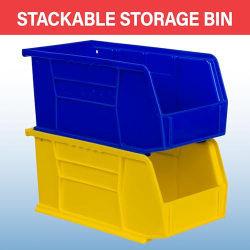 Akro-Mils 30230 AkroBins Plastic Storage Bins, Space-Saving Stackable Bins for Garage, Pantry, Craft Organization, 10.5 "L x 5.5 "W x 5"H, Blue, 12-Pack - color: Blue