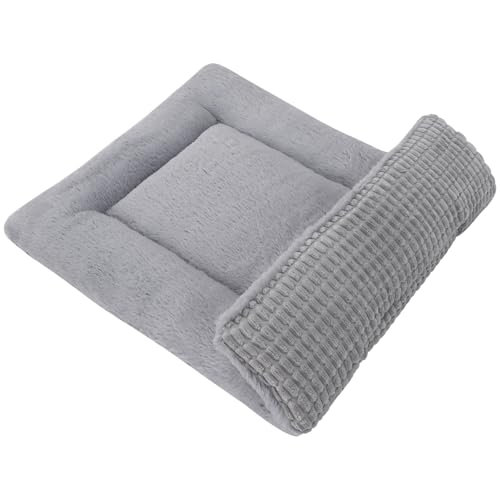 Reversible Dog Bed Mat with Plush and Corn Velvet,Soft Warm Pet Cushion, Dual Purpose Washable Sleeping Mattress Bed for Small Medium Large Dog and Cat XB004 (24"x18", Solid Grey) - color: Solid Grey, size: 24"x18"