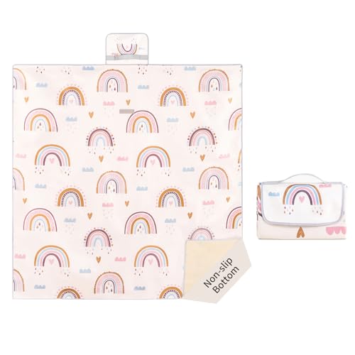 Insular Baby Splat Mat for Under High Chair/Arts/Crafts, Anti Slip and Waterproof Splash Mat for Floor, Portable Picnic Mat, 51x51 Inch, Rainbow - color: Rainbow