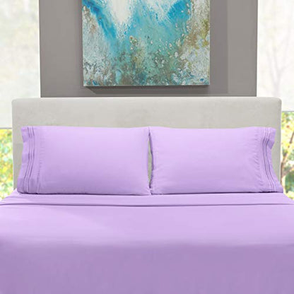 Hearth & Harbor Twin Size Sheets - 3 Piece Bed Sheet Set, Hotel Luxury Double Brushed Bed Sheets - Extra Soft Bedding Sheets & Pillowcases, Twin, Lavender - color: Lavender, size: Twin