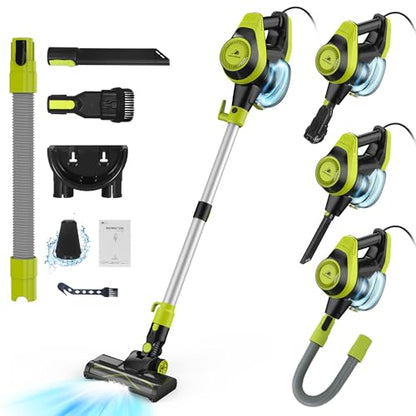 Intercleaner 23Ft Corded Vacuum Cleaner,2 Operation Mode Powerful Suction Stick,19''-30'' Adjustable Tube Handheld Vac for Hard Floors Carpets Pet Hair,Wall Mount Storage