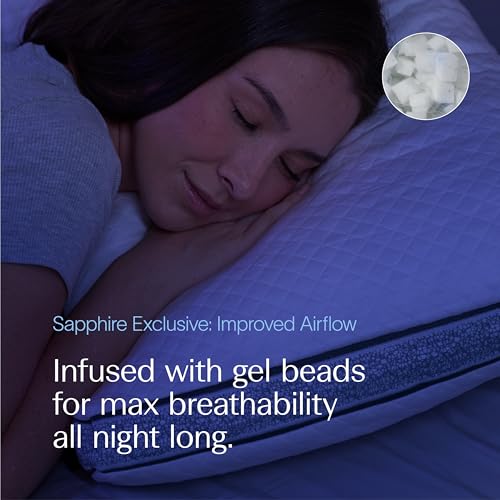 DreamyBlue Gusseted Sapphire Pillow • Adjustable Loft, Luxury Cover, Shredded Memory Foam Fill w/Airflow Beads •Ideal for Wide Shoulders •Neutral Alignment for All • CertiPUR-US Certified Foam (King) - size: Sapphire King