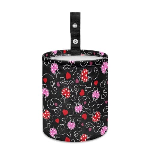 Renewold Car Trash Can Ladybug Print Car Trash Bag Hanging with Adjustable Straps Foldable and Portable Garbage Bin Bedroom Camping Picnic Hiking Beach Storage Orgainzer Desktop Bag Waterproof - color: Ladybug