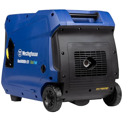 Westinghouse 5000 Peak Watt Super Quiet Dual Fuel Portable Inverter EFI Generator, Remote Electric Start, Gas & Propane Powered, RV Ready, CO Sensor, Parallel Capable, CARB Compliant - style: 5000 Watts - Dual Fuel EFI - Remote Start - CO Sensor