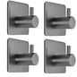 Fotosnow Adhesive Hooks Towel Hanger Wall Hooks for Hanging Coat, Hat,Towel Robe Hook Rack Wall Mount Waterproof Stainless Steel- Bathroom and Bedroom Gray 4-Packs - color: Gray