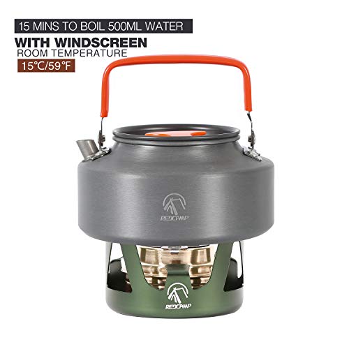 REDCAMP Mini Alcohol Stove for Backpacking, Lightweight Brass Spirit Burner with Aluminium Stand for Camping Hiking, Green - color: Green