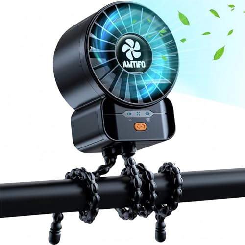 AMTIFO Portable Stroller Fan - 4-Speed Rechargeable USB Fan, Quiet Clip-on Baby Fans for Stroller Crib and Travel - Compact & Battery-Operated Cooling Fans for Baby Comfort on the Go - color: Black