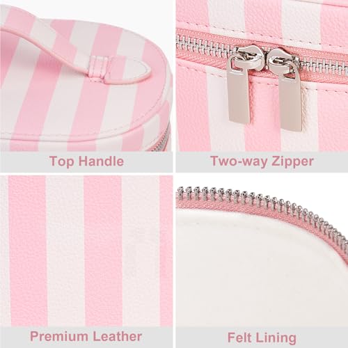 YFGBCX Checkered Makeup Bag Vanity Case with Divider Travel Toiletry Bag Women Cosmetic Bag Makeup Organizer Case - color: Striped-Pink