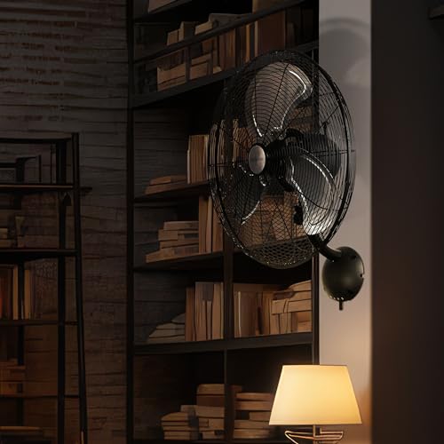 Hurricane 16" High Velocity Pro Oscillating Metal Wall Mount Fan w/ 3 Speeds, Black - Corded Electric Air Cooling Unit w/Powerful 2400 CFM Airflow for Home, Garage, Gym, Workshop & Greenhouse - style: 16" High Velocity