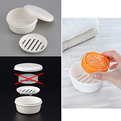 [LENITH] Travel Soap Dish Soap Case Holder Portable Clear Soap Container Box Bathroom/Gym Shower/Outdoor Camping (Round White) - color: Round White